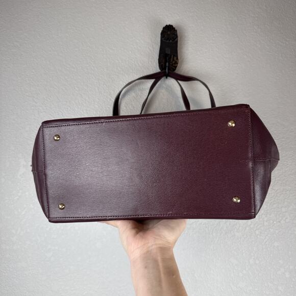 Ralph Lauren Winford Tote Bag Shoulder Purse Laptop Zip Top Plum Purple Leather - Picture 6 of 9